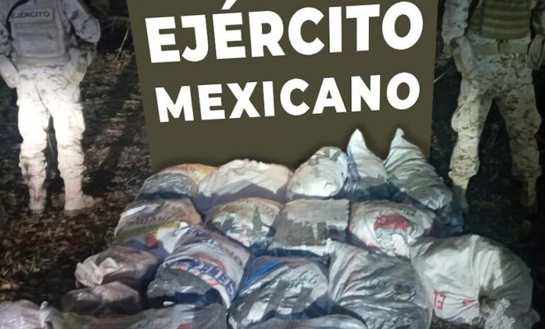 Ejército y Fuerza Aérea Mexicanos en operación conjunta realizan aseguramiento en Sonora