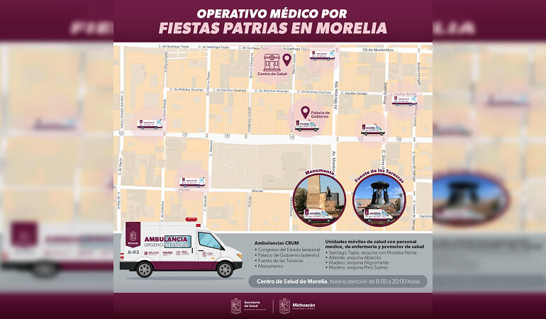 Ubica las ambulancias y unidades médicas instaladas en el Centro por fiestas patrias